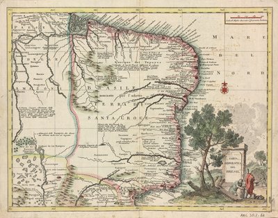 Geografische kaart van Brazilië door Giovanni Battista Albrizzi